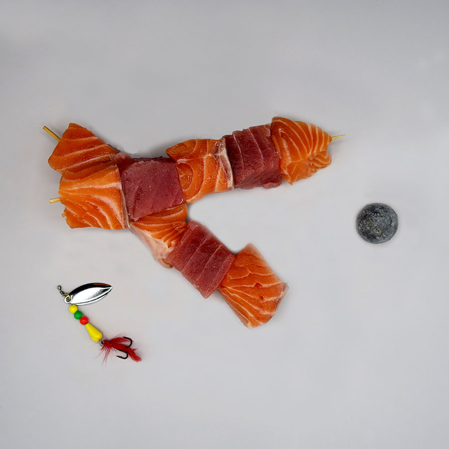 Brochetas de atún y salmón brocheta atun salmon